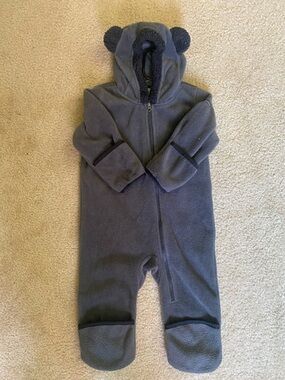 Columbia Black Fleece Infant Romper with Blue Trim